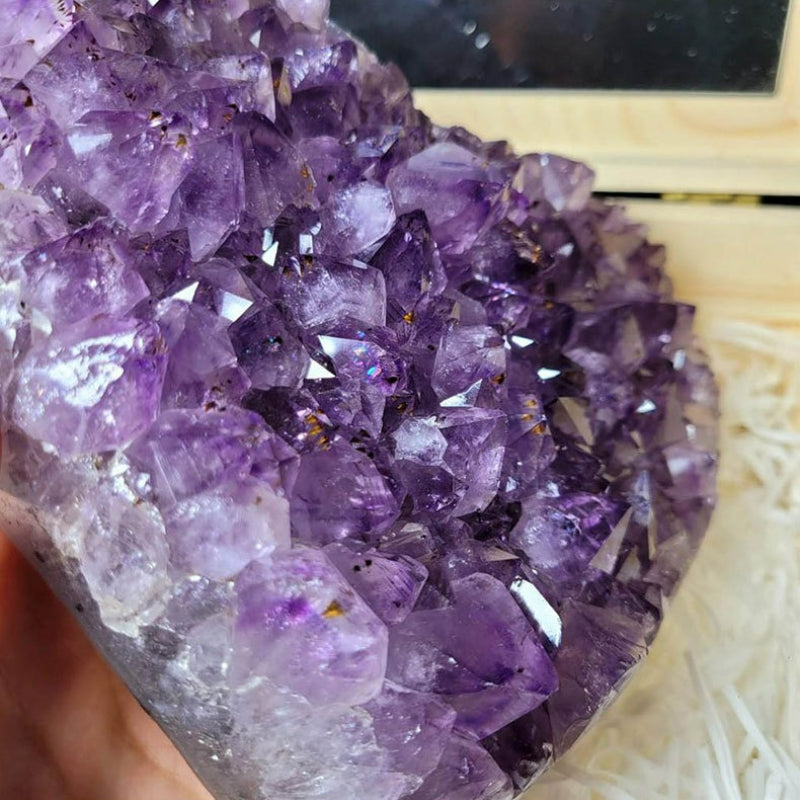 Natural amethyst cluster heart-shaped specimen, Brazilian deep amethyst rough stone, home decoration craft ornaments