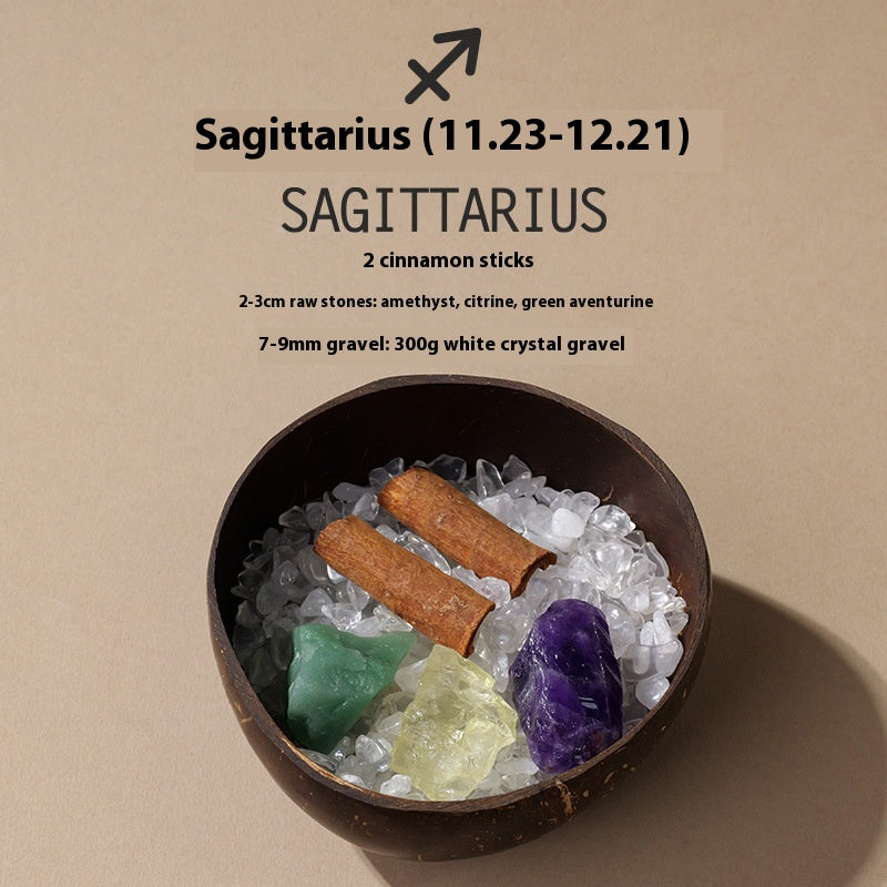 Natural crystal 12 constellations coconut demagnetizing bowl, diffuser stone raw stone Feng Shui ornaments