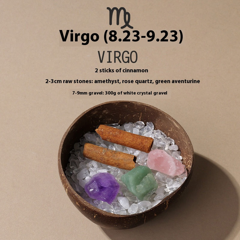 Natural crystal 12 constellations coconut demagnetizing bowl, diffuser stone raw stone Feng Shui ornaments