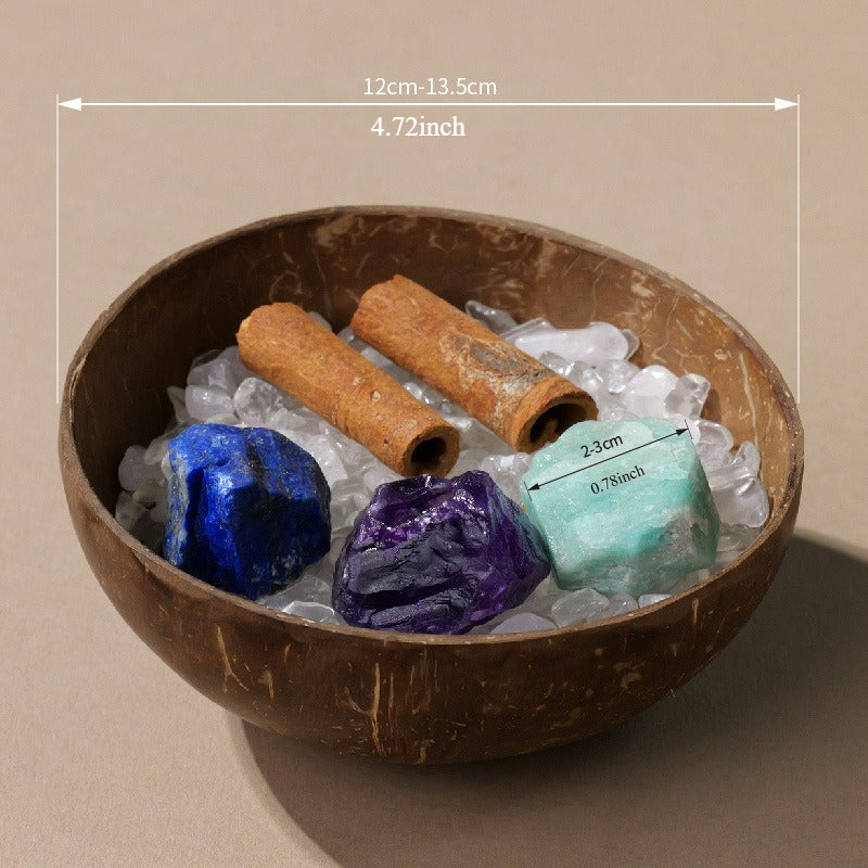 Natural crystal 12 constellations coconut demagnetizing bowl, diffuser stone raw stone Feng Shui ornaments