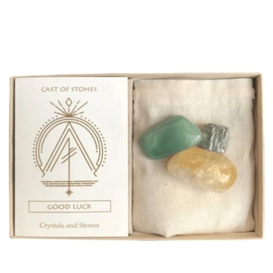Natural raw stone crystal gift box set, energy rolling stone