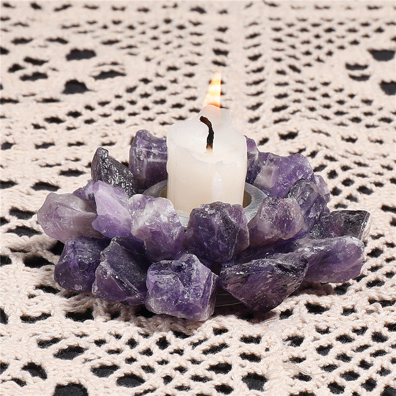 Natural amethyst crystal candlestick, European wedding candlestick, home decoration crafts