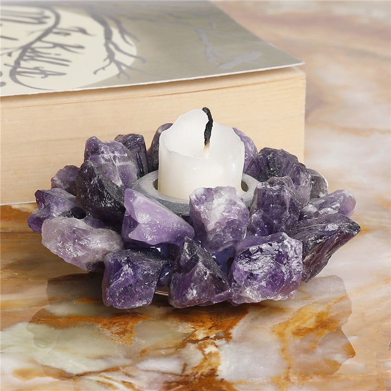 Natural amethyst crystal candlestick, European wedding candlestick, home decoration crafts