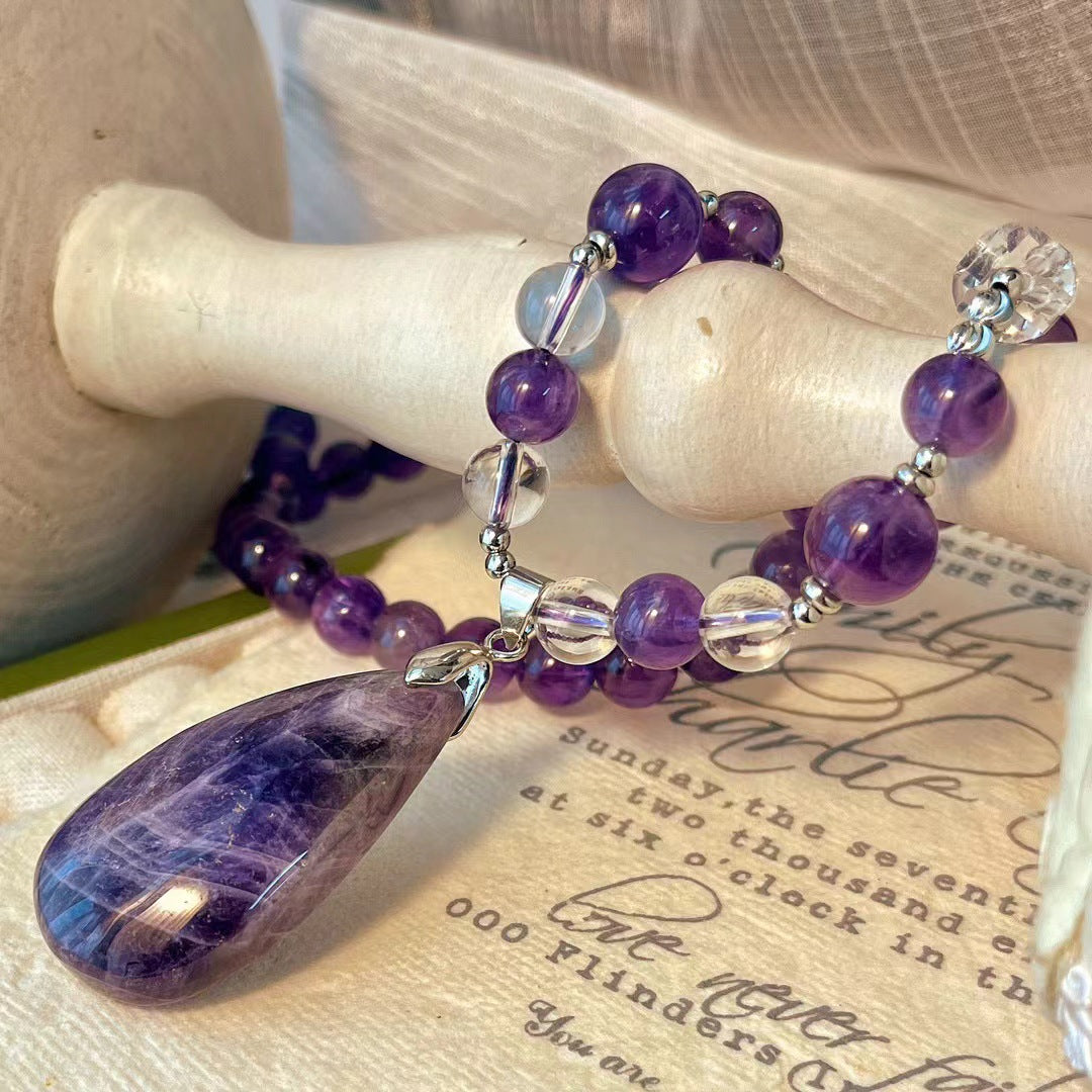 Natural amethyst pendant necklace, energy stone