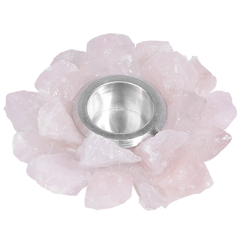 Natural rose quartz raw stone candlestick, European wedding candlestick, home decoration ornaments