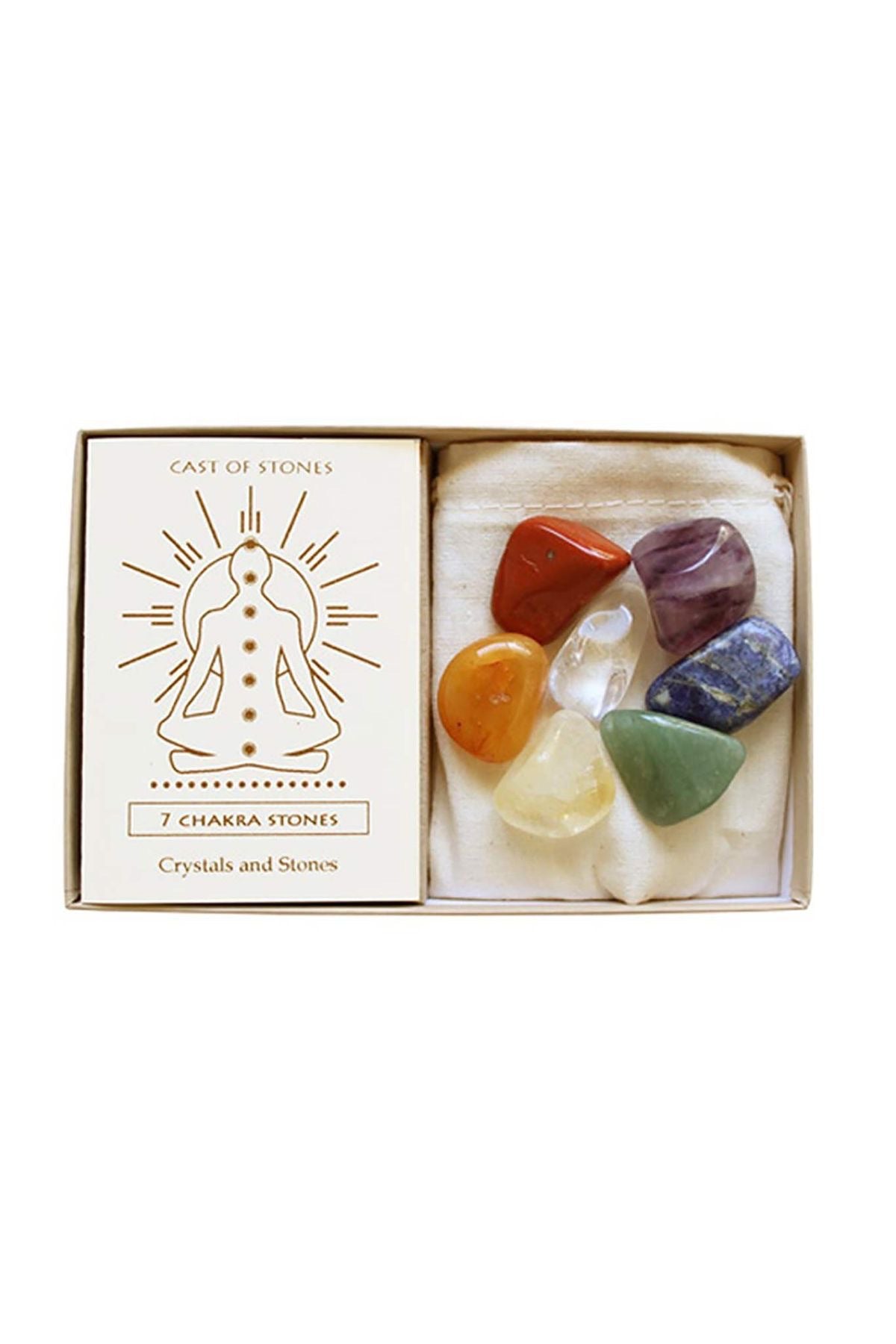 Natural raw stone crystal gift box set, energy rolling stone