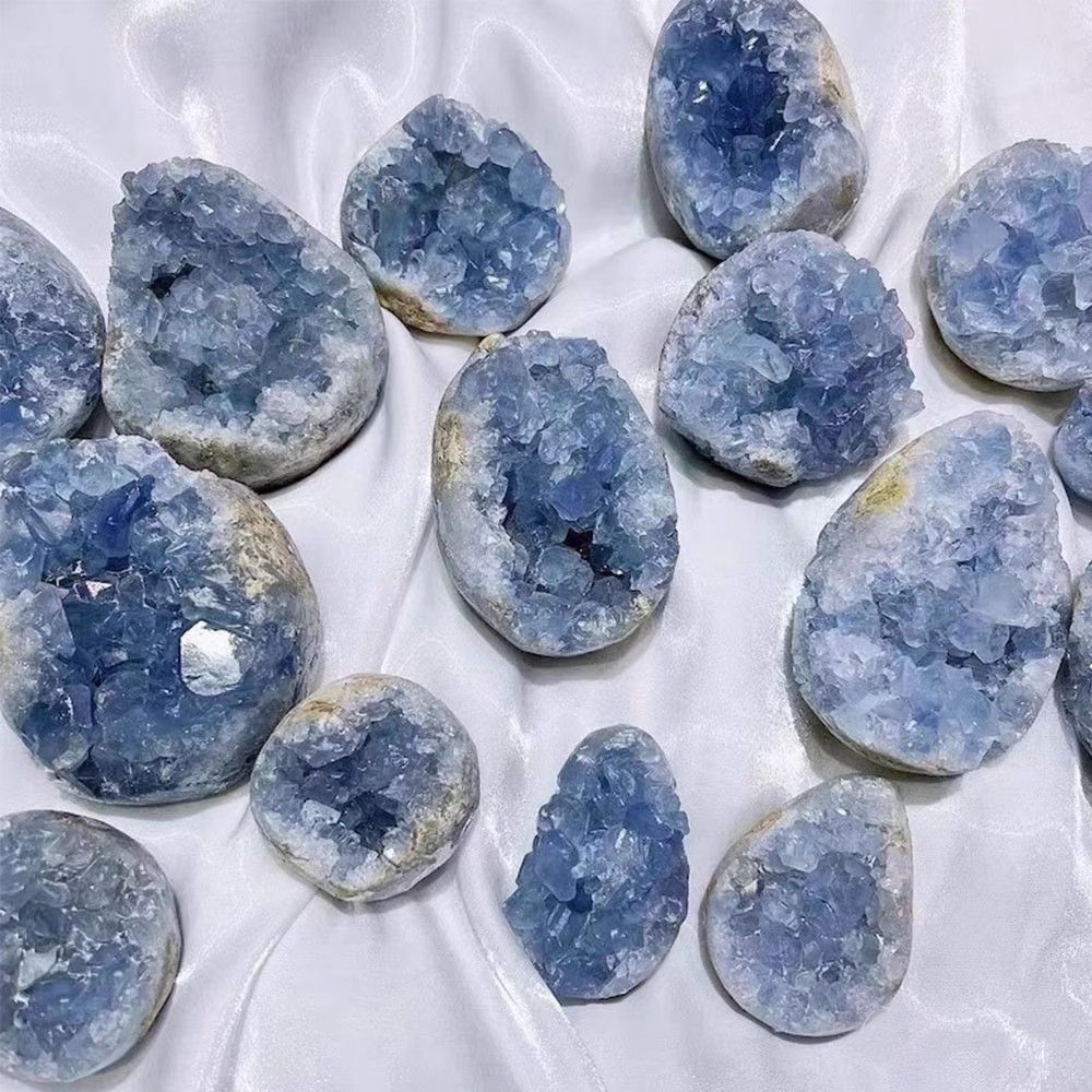 Natural lapis lazuli crystal cluster, blue mineral crystal stone collection ornaments