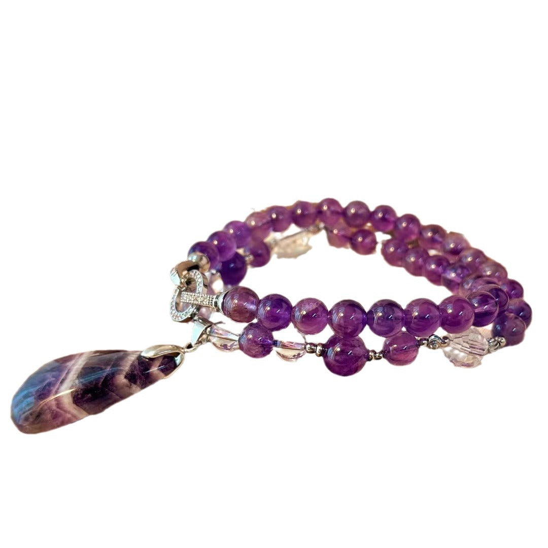 Natural amethyst pendant necklace, energy stone