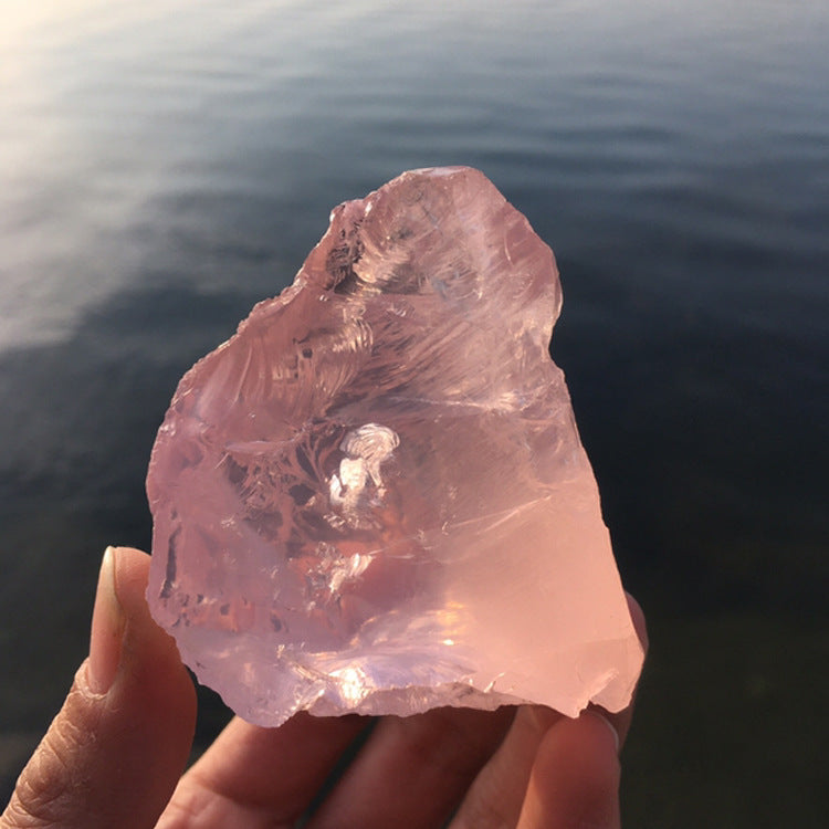 Natural rose quartz, Acester Brahma transparent rose quartz, raw stone ore high frequency healing spiritual stone ornaments