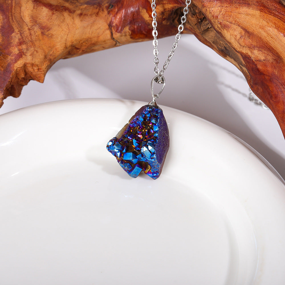 Natural irregular crystal pendant, raw stone necklace, DIY jewelry accessories, gravel pendant necklace