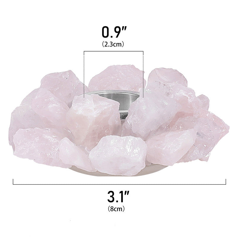 Natural rose quartz raw stone candlestick, European wedding candlestick, home decoration ornaments