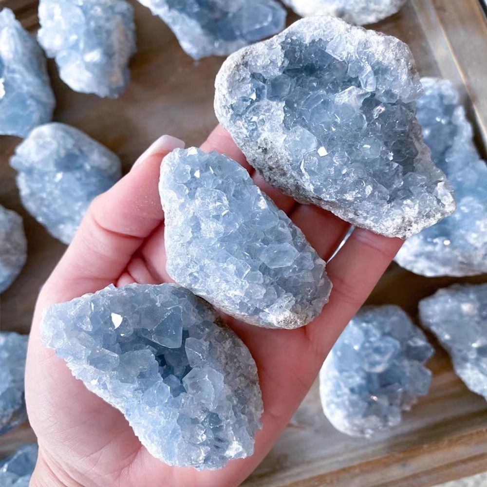 Natural lapis lazuli crystal cluster, blue mineral crystal stone collection ornaments