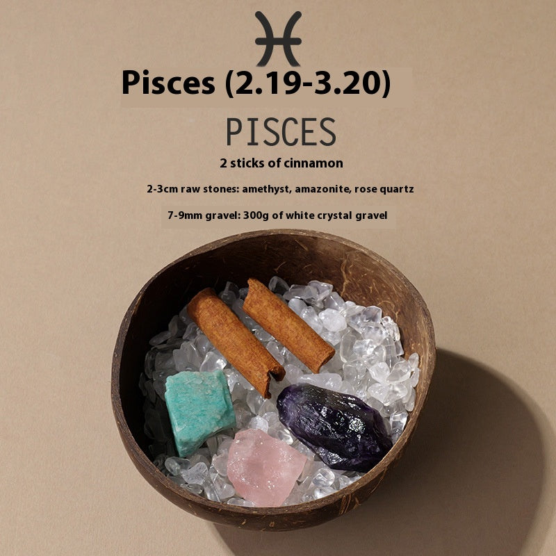 Natural crystal 12 constellations coconut demagnetizing bowl, diffuser stone raw stone Feng Shui ornaments