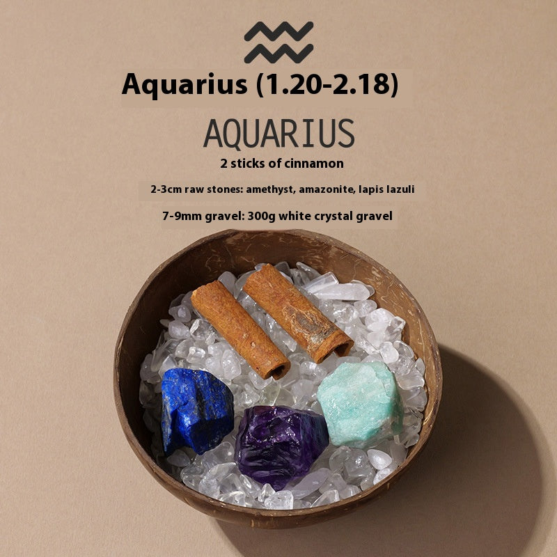 Natural crystal 12 constellations coconut demagnetizing bowl, diffuser stone raw stone Feng Shui ornaments
