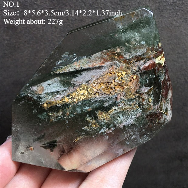 Natural green ghost stone ornaments, irregular shapes, energy stones, four-season ghost cornucopia, thousand-layer pyramid ore specimens, home decoration ornaments