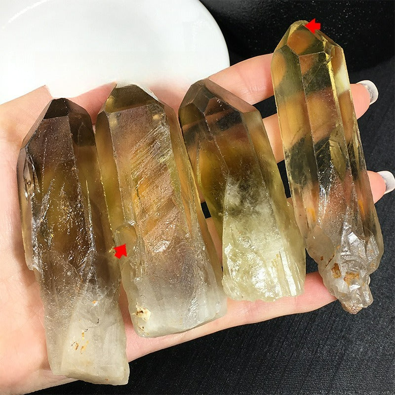 Natural yellow citrine pillar, staff backbone mineral specimen, yellow citrine monocrystal, yellow citrine raw stone aroma stone