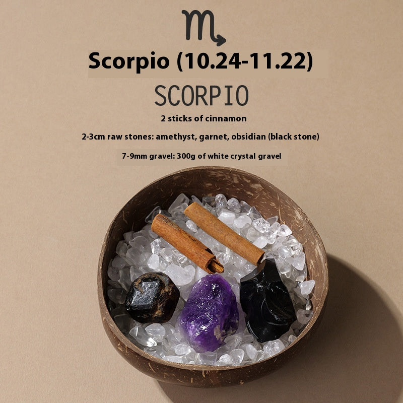 Natural crystal 12 constellations coconut demagnetizing bowl, diffuser stone raw stone Feng Shui ornaments