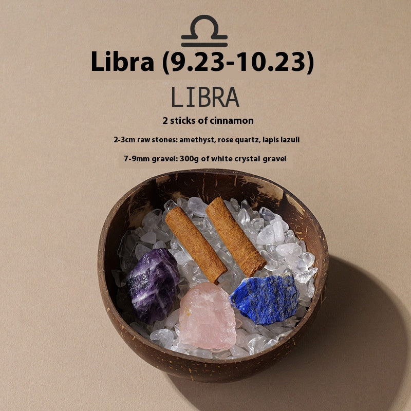 Natural crystal 12 constellations coconut demagnetizing bowl, diffuser stone raw stone Feng Shui ornaments