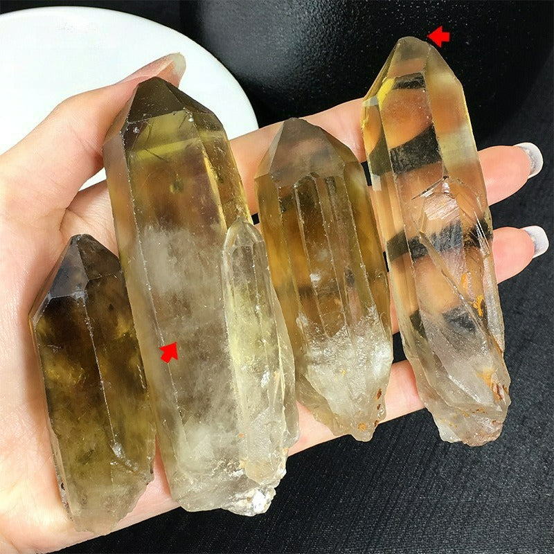 Natural yellow citrine pillar, staff backbone mineral specimen, yellow citrine monocrystal, yellow citrine raw stone aroma stone