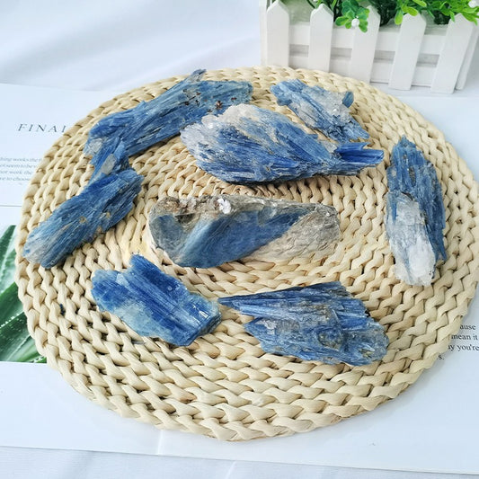 Natural blue kyanite mineral specimen, Brazilian blue kyanite rough mineral specimen, blue quartz cluster