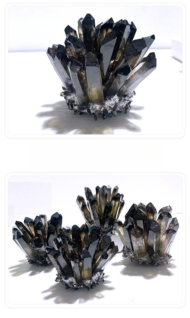Tea crystal cluster ornament, mineral marker crystal tea cluster energy stone degaussing