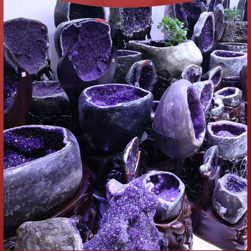 Natural amethyst cave ornaments, amethyst cave treasure bowl, Brazilian Uruguayan raw stone, office home ornaments