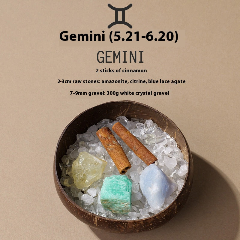Natural crystal 12 constellations coconut demagnetizing bowl, diffuser stone raw stone Feng Shui ornaments
