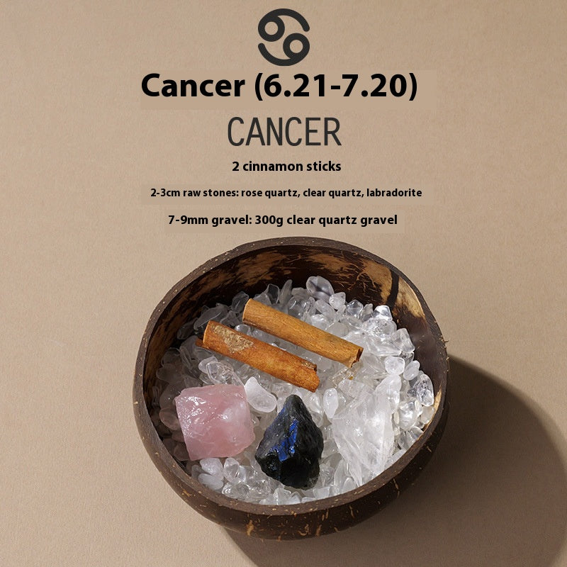 Natural crystal 12 constellations coconut demagnetizing bowl, diffuser stone raw stone Feng Shui ornaments
