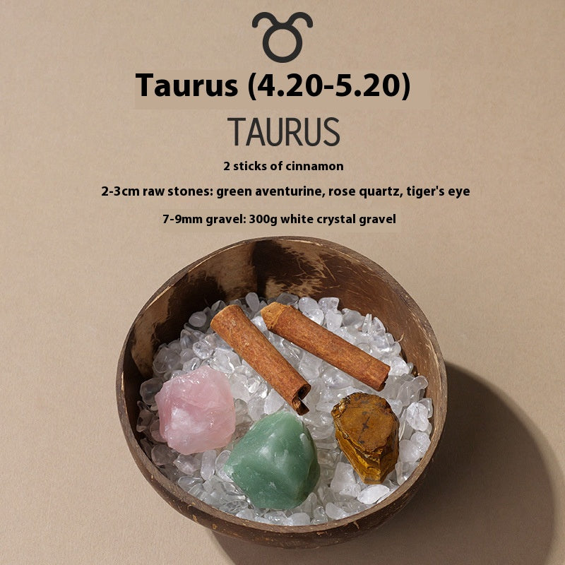 Natural crystal 12 constellations coconut demagnetizing bowl, diffuser stone raw stone Feng Shui ornaments