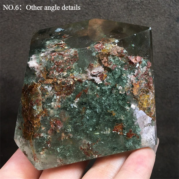 Natural green ghost stone ornaments, irregular shapes, energy stones, four-season ghost cornucopia, thousand-layer pyramid ore specimens, home decoration ornaments