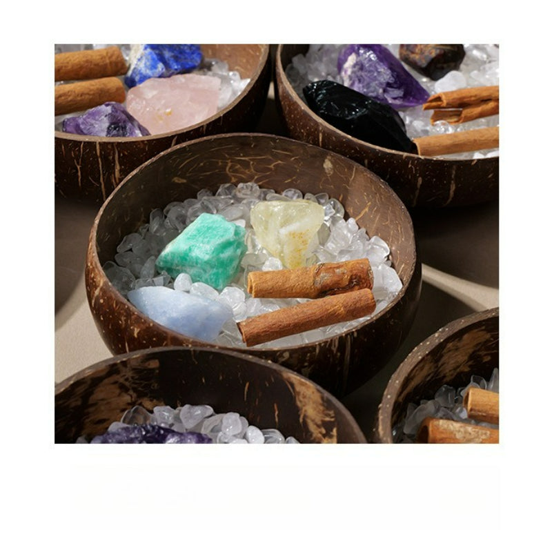 Natural crystal 12 constellations coconut demagnetizing bowl, diffuser stone raw stone Feng Shui ornaments