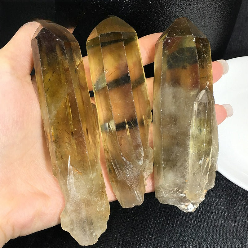 Natural yellow citrine pillar, staff backbone mineral specimen, yellow citrine monocrystal, yellow citrine raw stone aroma stone