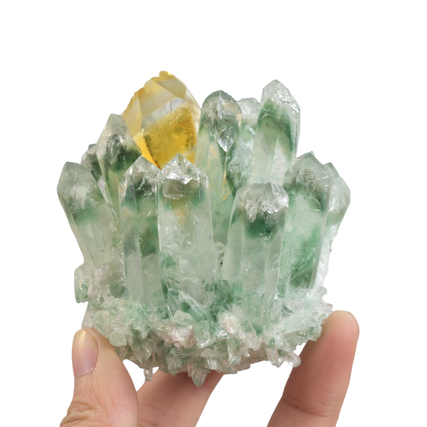 Two-color green ghost artificial crystal cluster, crystal raw stone home table ornaments