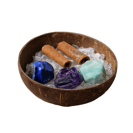 Natural crystal 12 constellations coconut demagnetizing bowl, diffuser stone raw stone Feng Shui ornaments