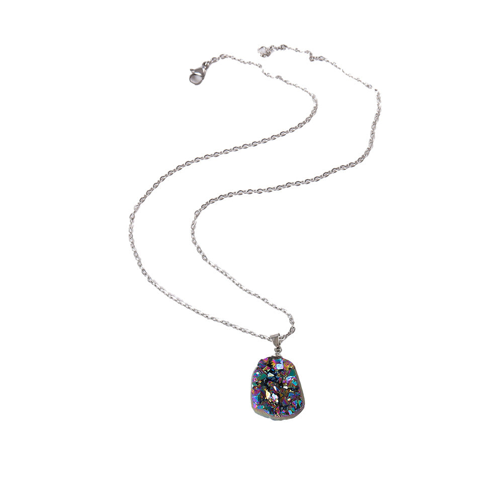 Natural irregular crystal pendant, raw stone necklace, DIY jewelry accessories, gravel pendant necklace