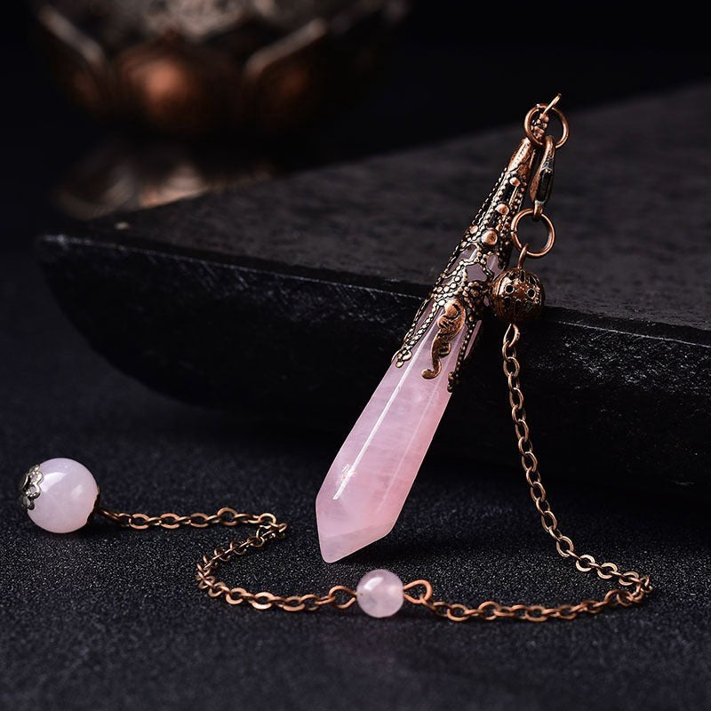 Natural amethyst pendant, single-point hexagonal column accessory, energy crystal ornament