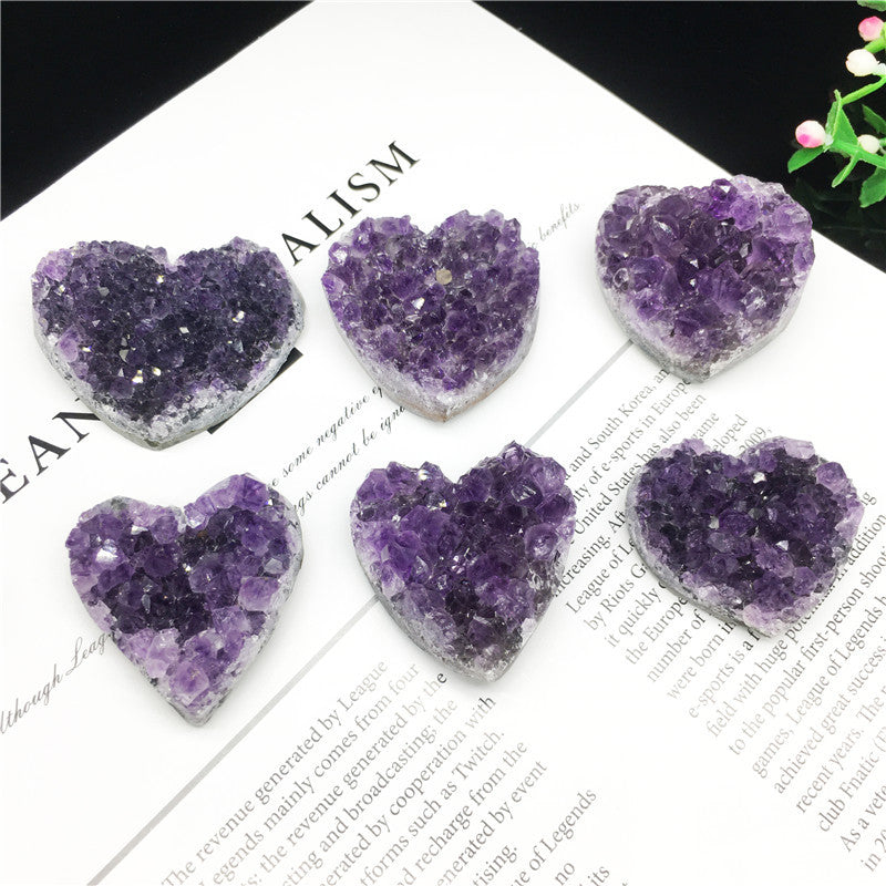 Natural amethyst cluster heart-shaped amethyst cluster