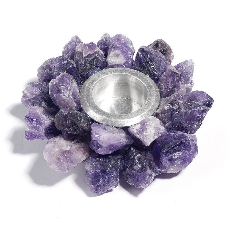 Natural amethyst crystal candlestick, European wedding candlestick, home decoration crafts