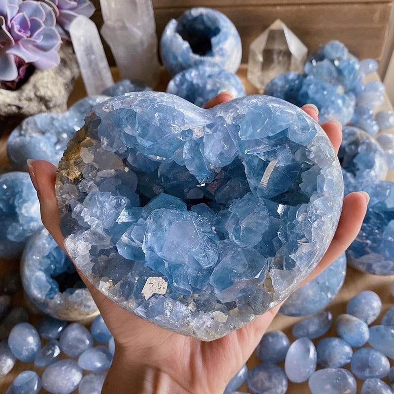 Natural lapis lazuli crystal cluster, blue mineral crystal stone collection ornaments