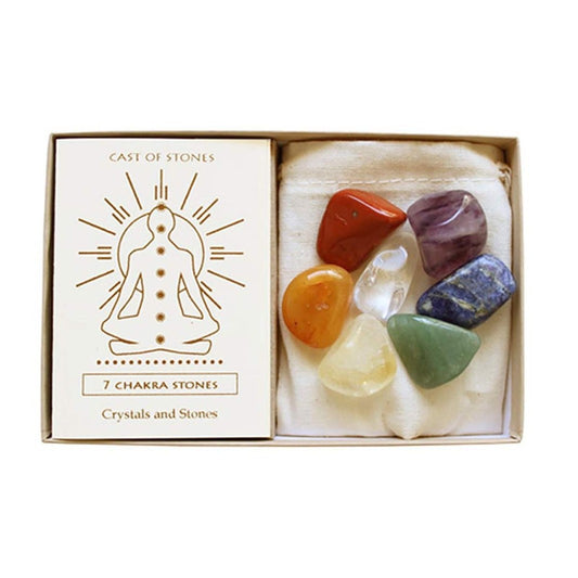 Natural raw stone crystal gift box set, energy rolling stone