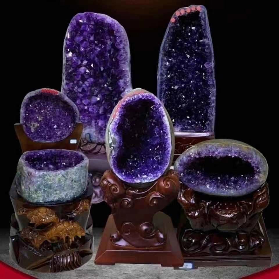 Natural amethyst cave ornaments, amethyst cave treasure bowl, Brazilian Uruguayan raw stone, office home ornaments