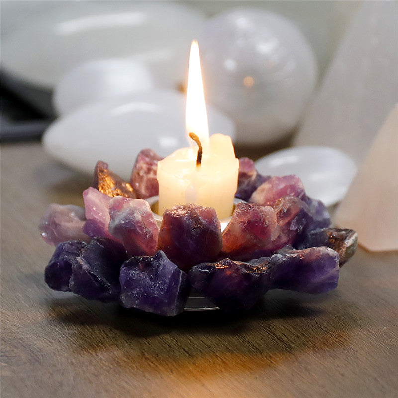 Natural amethyst crystal candlestick, European wedding candlestick, home decoration crafts