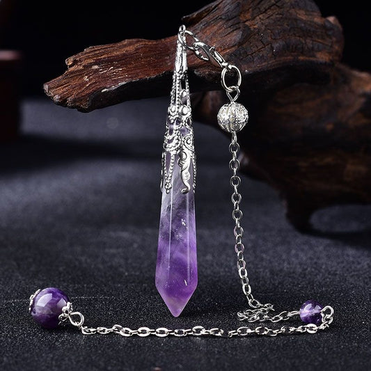Natural amethyst pendant, single-point hexagonal column accessory, energy crystal ornament
