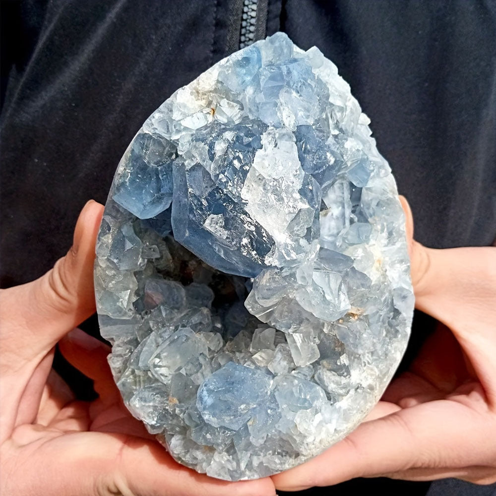 Natural lapis lazuli crystal cluster, blue mineral crystal stone collection ornaments