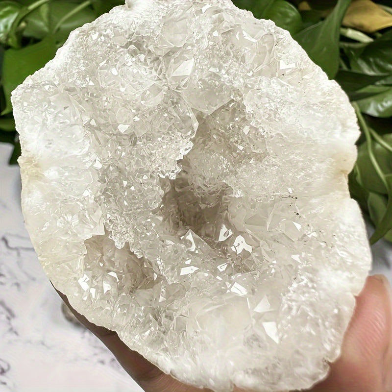 Moroccan natural agate white crystal cave, decorated with white crystal raw stones, wealth gathering crystal cluster mineral specimen.
