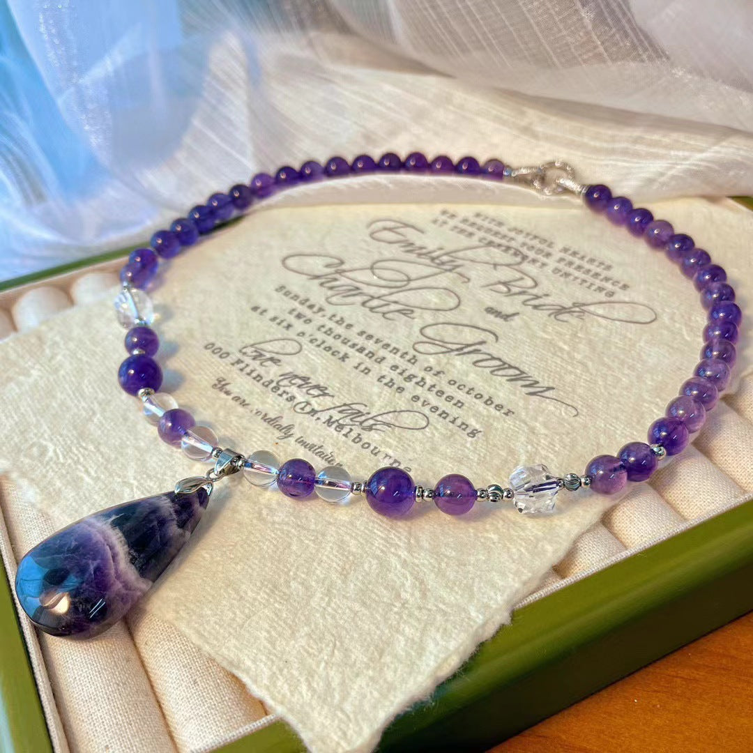 Natural amethyst pendant necklace, energy stone