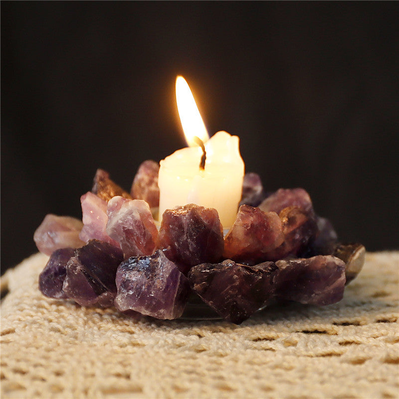 Natural amethyst crystal candlestick, European wedding candlestick, home decoration crafts