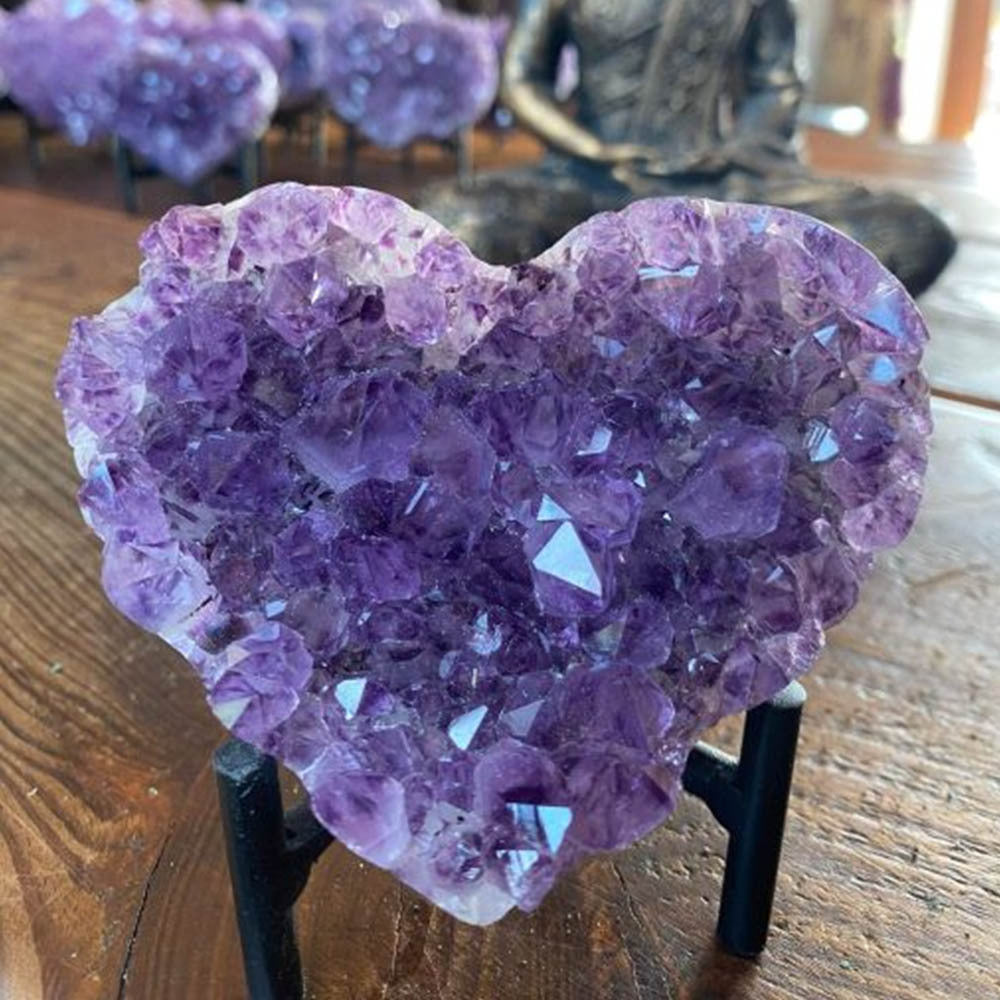 Natural amethyst cluster heart-shaped specimen, Brazilian deep amethyst rough stone, home decoration craft ornaments