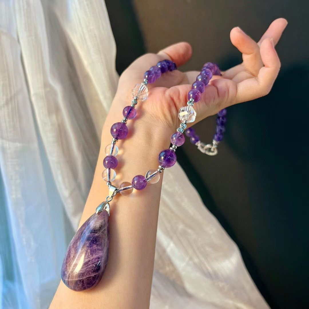 Natural amethyst pendant necklace, energy stone