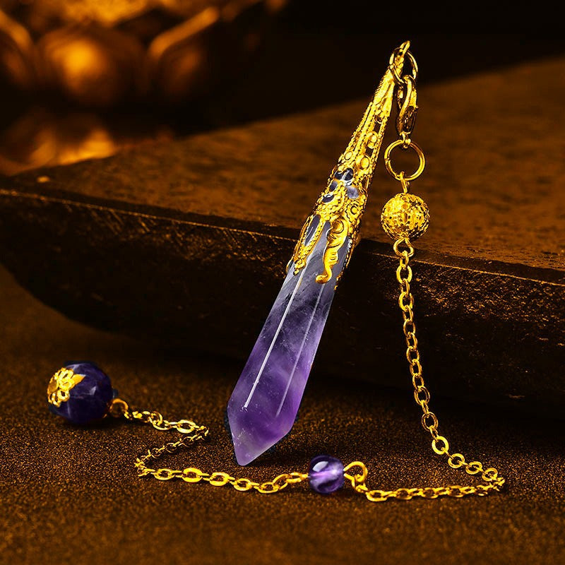 Natural amethyst pendant, single-point hexagonal column accessory, energy crystal ornament